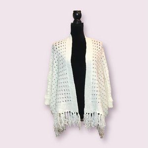 Bishop + Young Aztec Fringe Shawl in Ivory - Size M/L